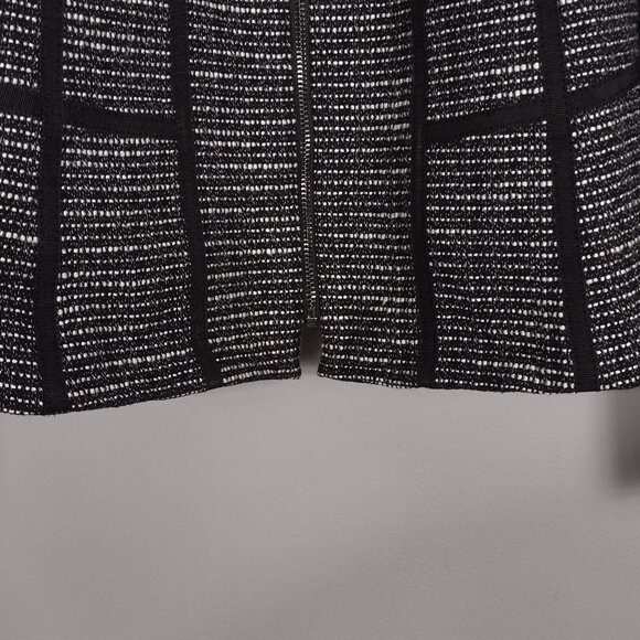 JONES NEW YORK Black Tweed Geometric Trim Zipper Blazer Jacket 10 Office Career - Picture 10 of 16